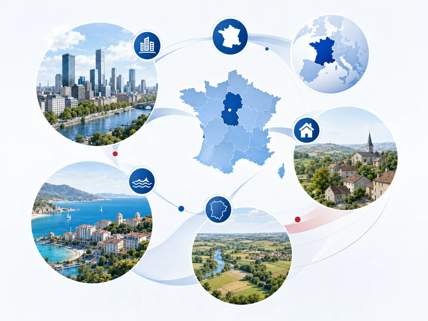 Organisation de l’espace avec ville, littoral et niveaux de territoire.