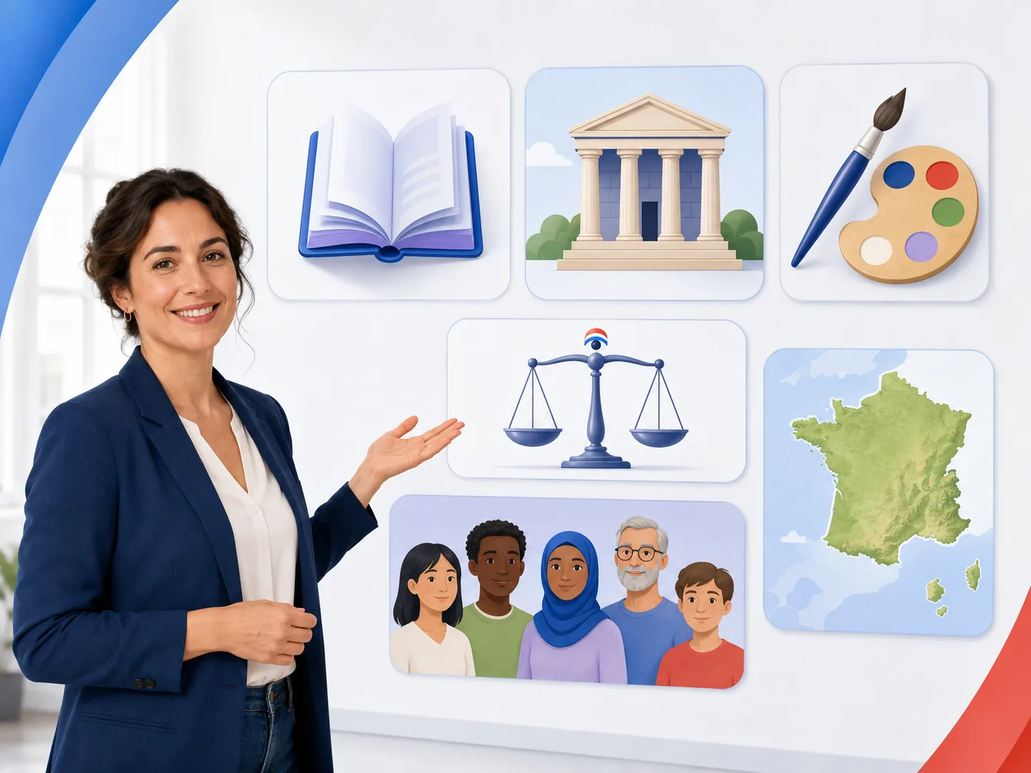 Formatrice présentant des symboles liés aux mots de la culture.